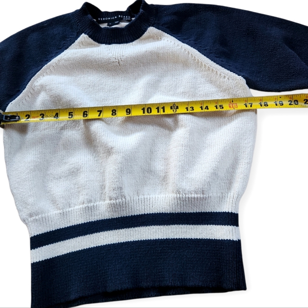 Veronica Beard Navy and Cream Raglan Crewneck Sweater - Picture 10 of 11
